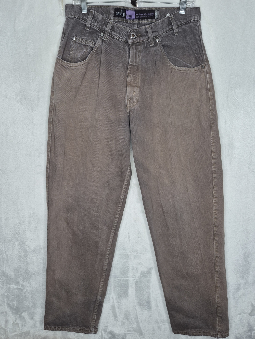 Vintage 90s Levis SilverTab Baggy Jeans Made in USA Faded Grey Brown Mens 33x30‎
